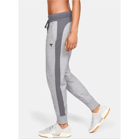 Under Armour Women's Project Rock Double Knit Jogger Pants 1332576 Gray Large - Picture 2 of 3